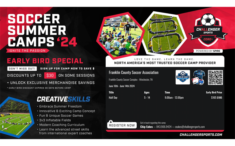 Challenger Soccer Camp is Back June 10th - 14th